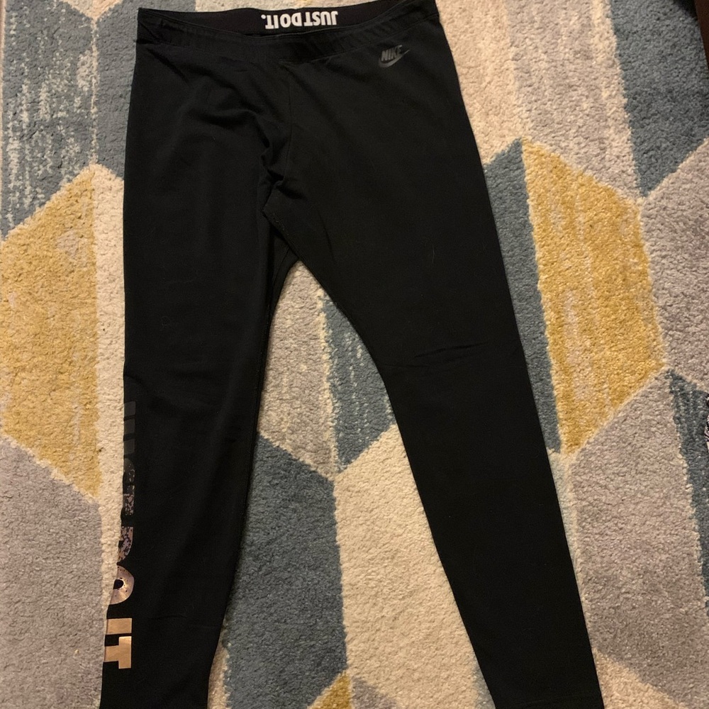 Black and Metallic NIKE Full Length Legging